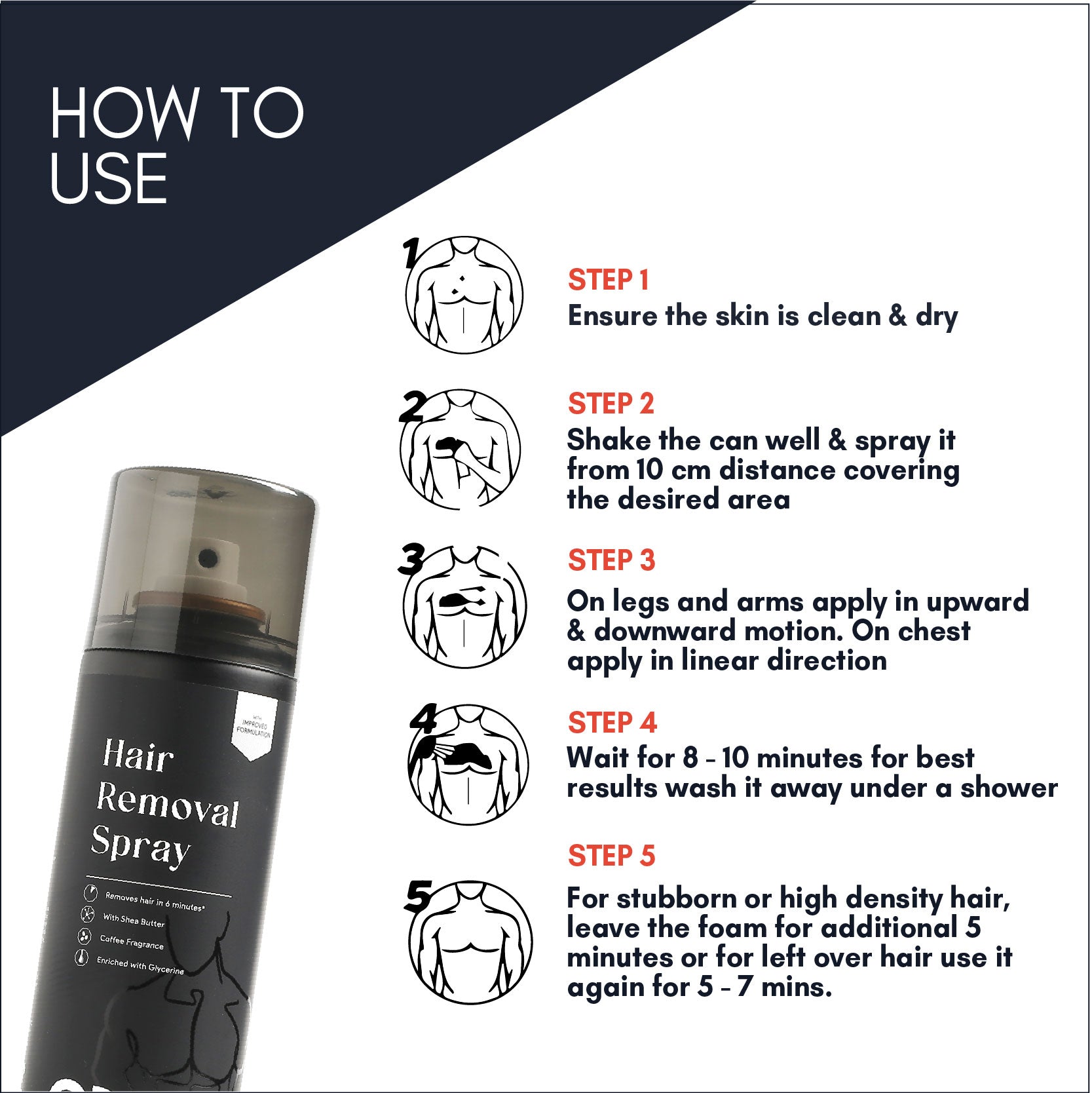OMG Buy 1 Get 1 Free Hair Removal Spray for Men with Coffee Shea Butter & Glycerine Spray (400 ml)