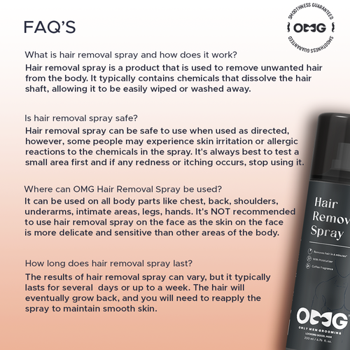 OMG Buy 1 Get 1 Free Hair Removal Spray for Men with Coffee Shea Butter & Glycerine Spray (400 ml)