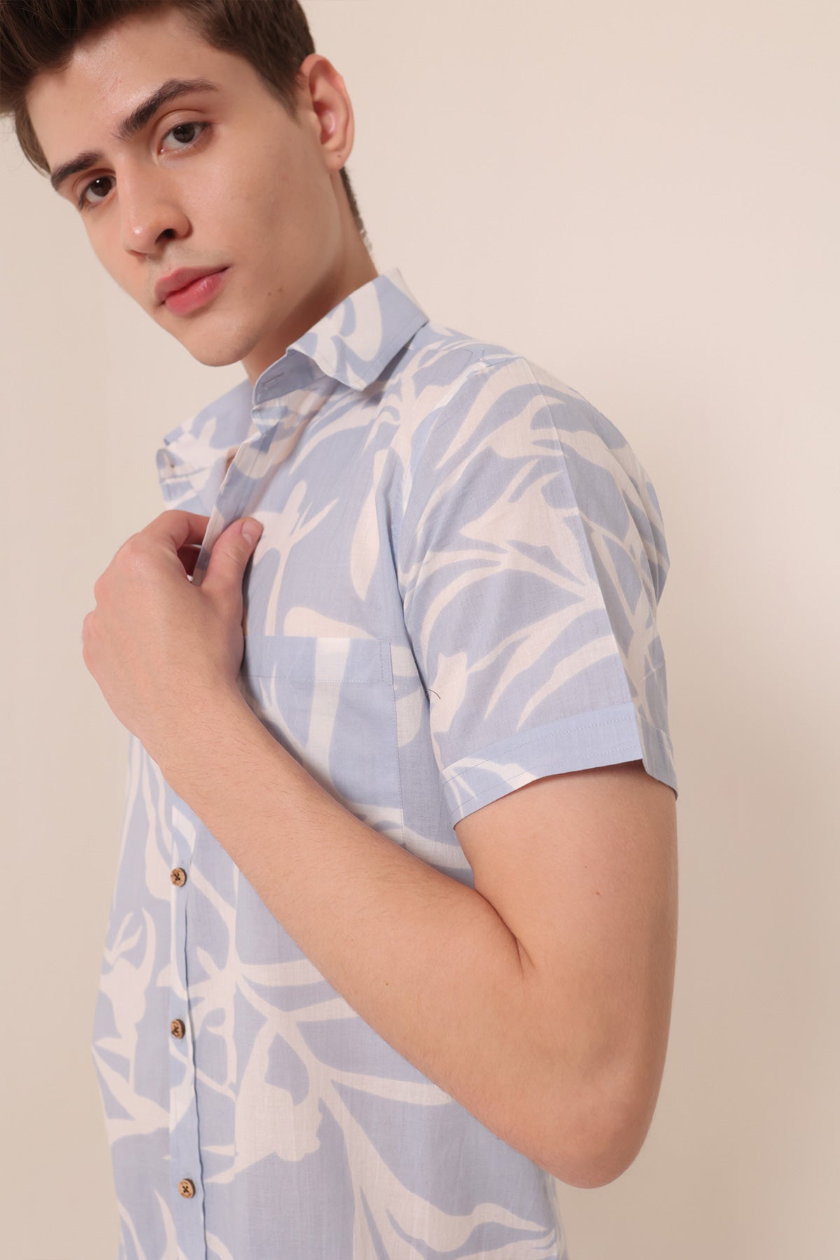 Vanilla Sky  print cotton shirt half sleeves