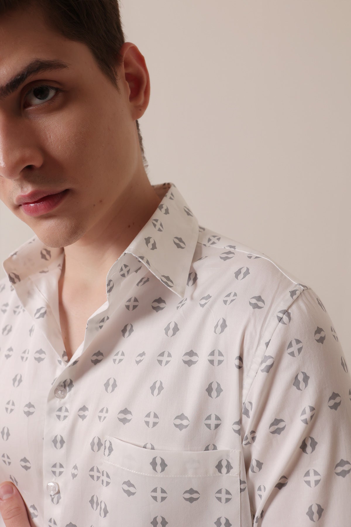 White Space print cotton shirt full sleeves