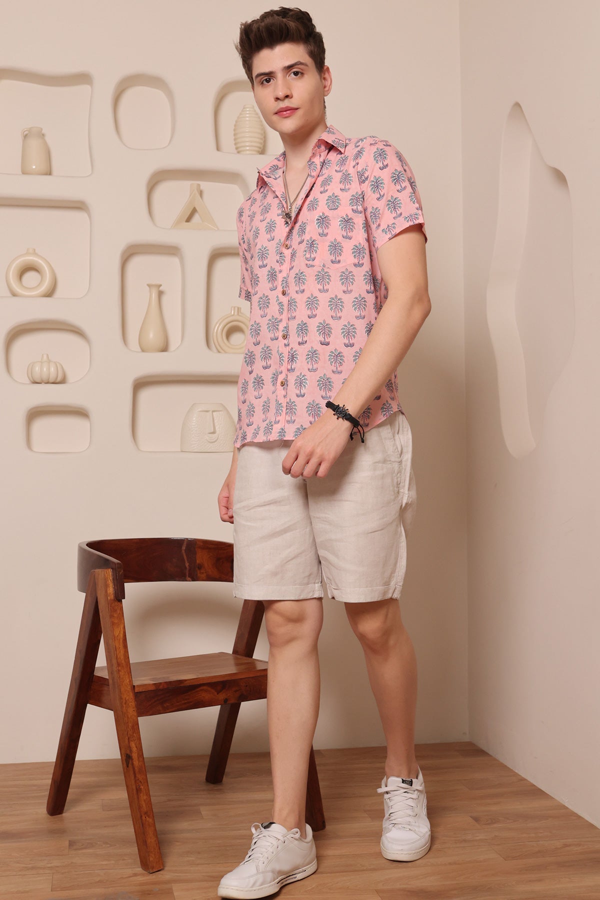 Palm Tree print cotton shirt half sleeves