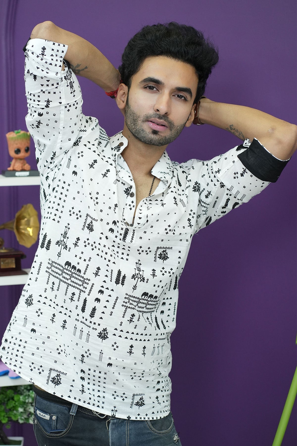 Trendy White Tribal Print Short Kurta for Summers | Style Matters