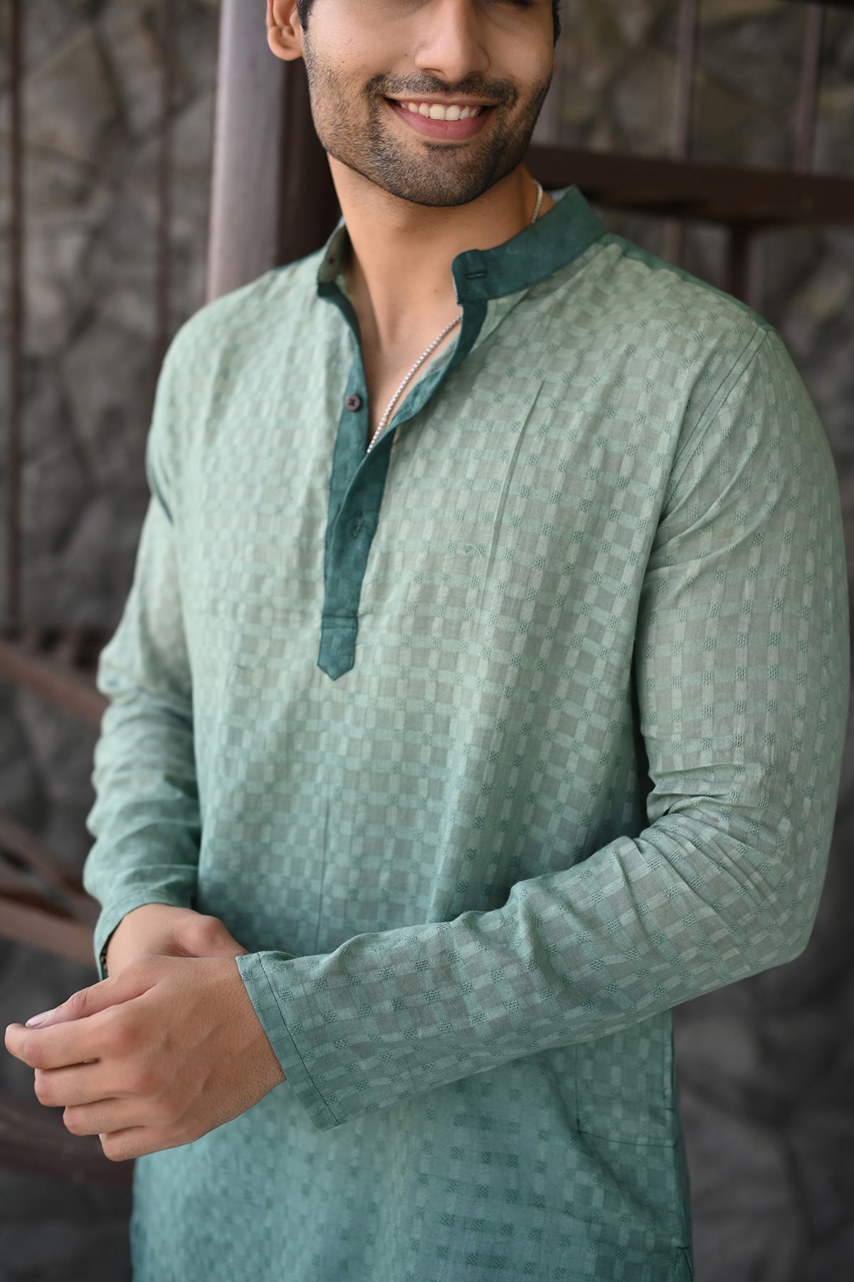 Green Ombre Tie & Dye Designer Full Sleeves Pure Cotton Long Kurta | Style Matters