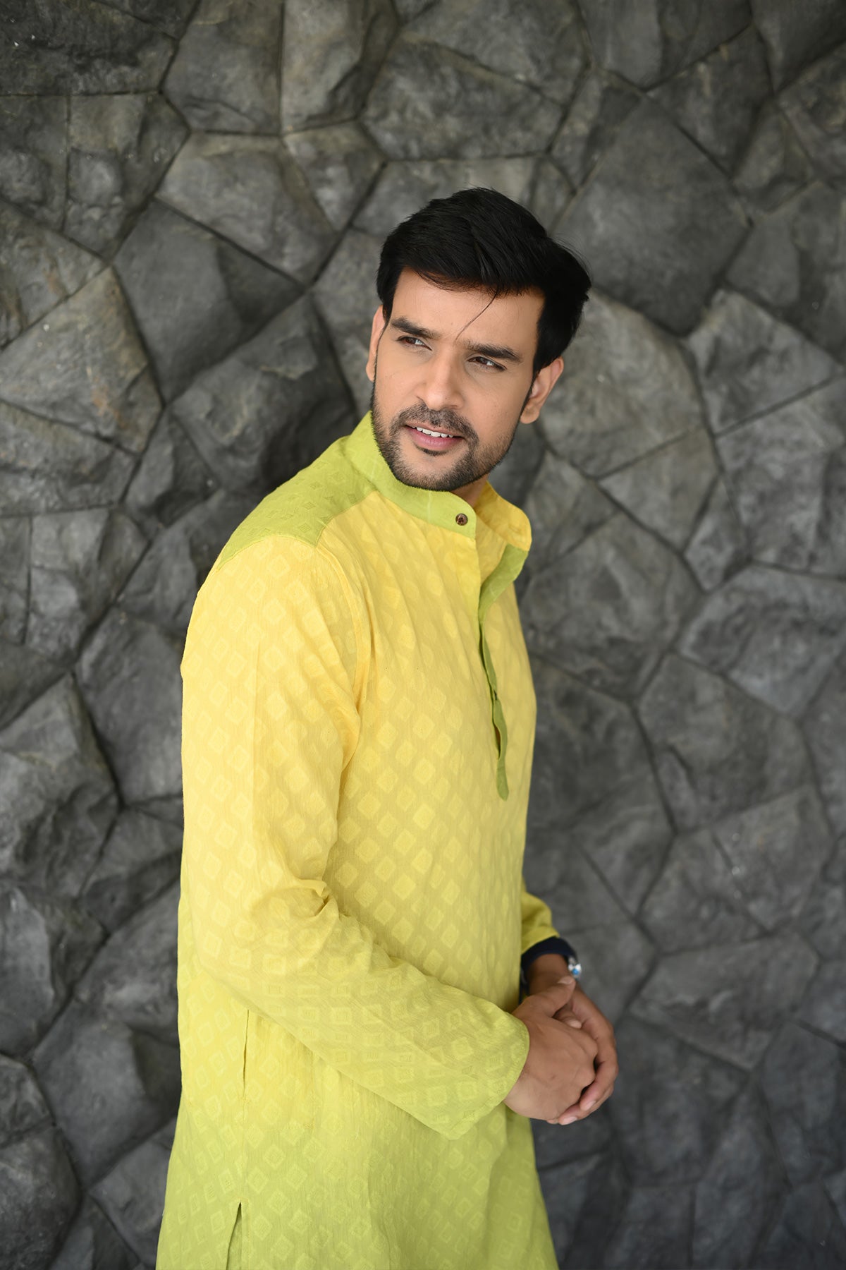 Lime Ombre Tie & Dye Designer Full Sleeves Pure Cotton Kurta | Style Matters