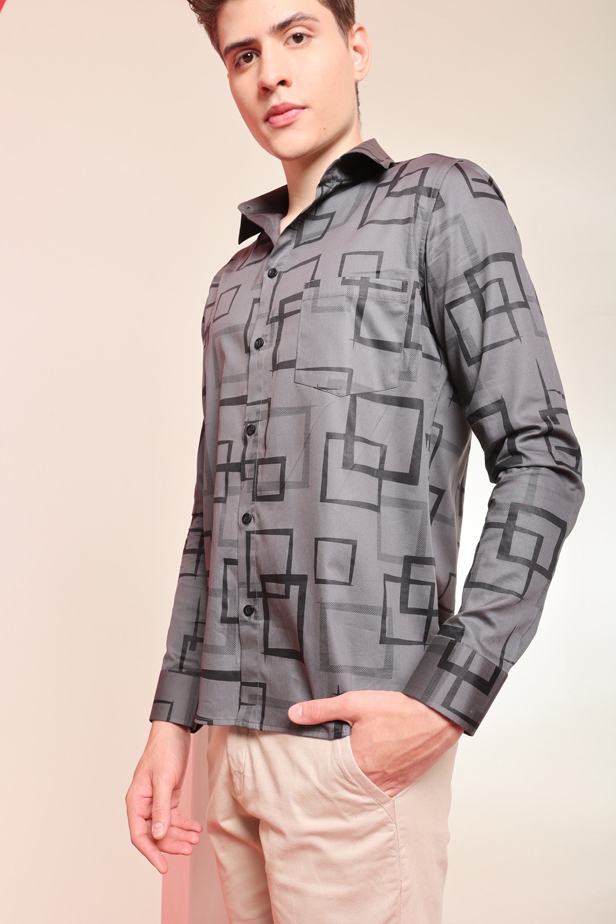 Grey Goose print cotton shirt full sleeves