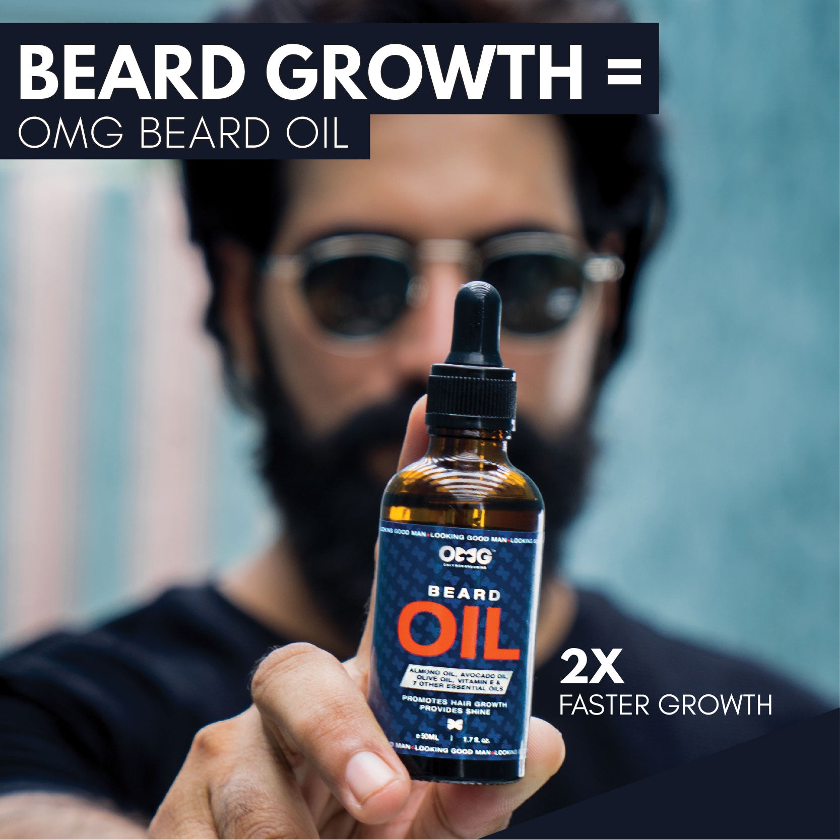 OMG Beard Shampoo & Conditioner 180ml and Beard Oil 50ml Combo | Promotes Hair Growth and Gives Shine | Contains Natural Oils and Enriched with Vitamin E & Vitamin C