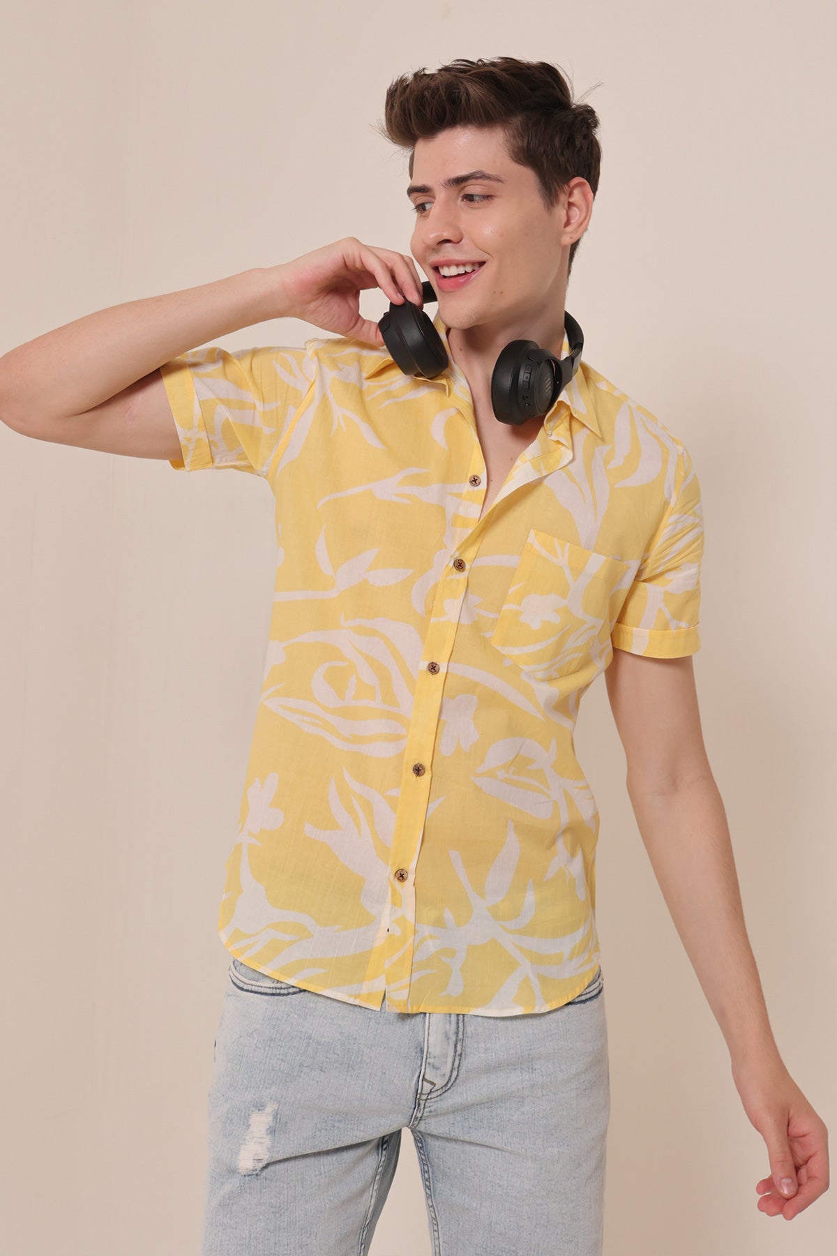 Tuscan Sun  print cotton shirt half sleeves