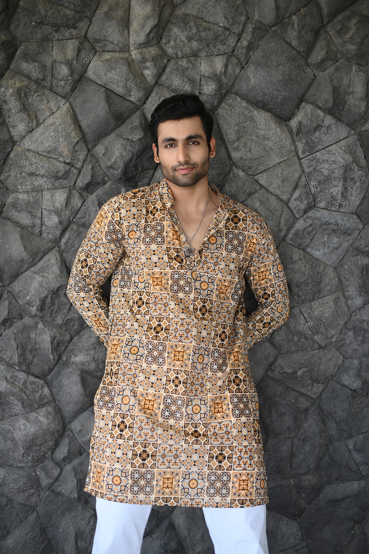 Moroccan Yellow Full Sleeves Pure Cotton Long Kurta | Style Matters