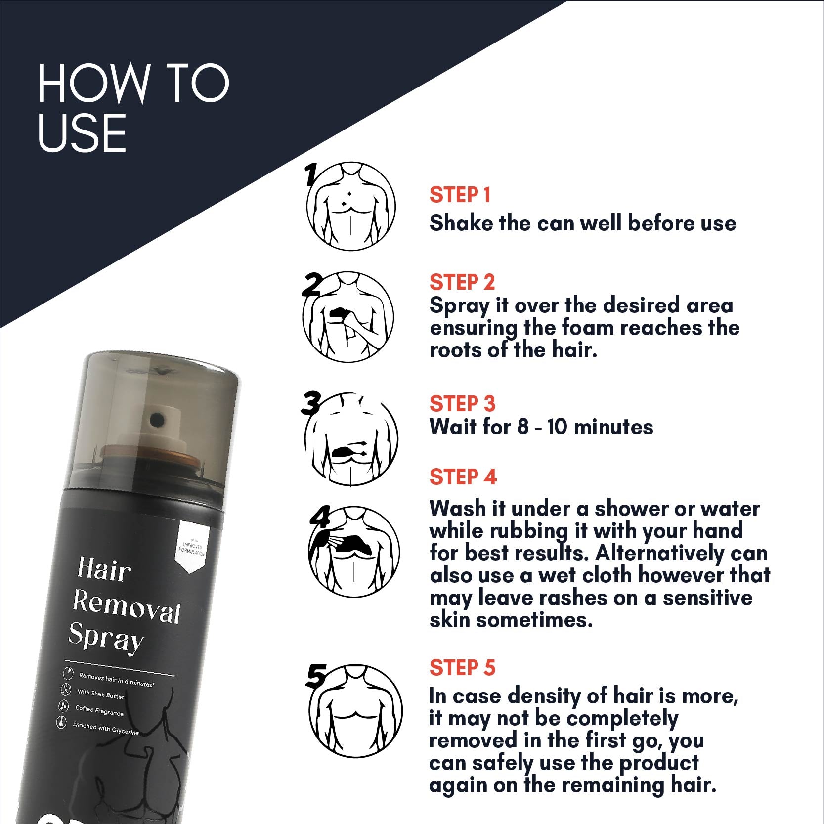 OMG Hair Removal Spray for Men | Painless Body Hair Removal Spray for Chest Back Hands Legs and Intimate Areas | with Coffee Fragrance Shea Butter and Glycerine | Works in less than 10 Minutes| 200ml