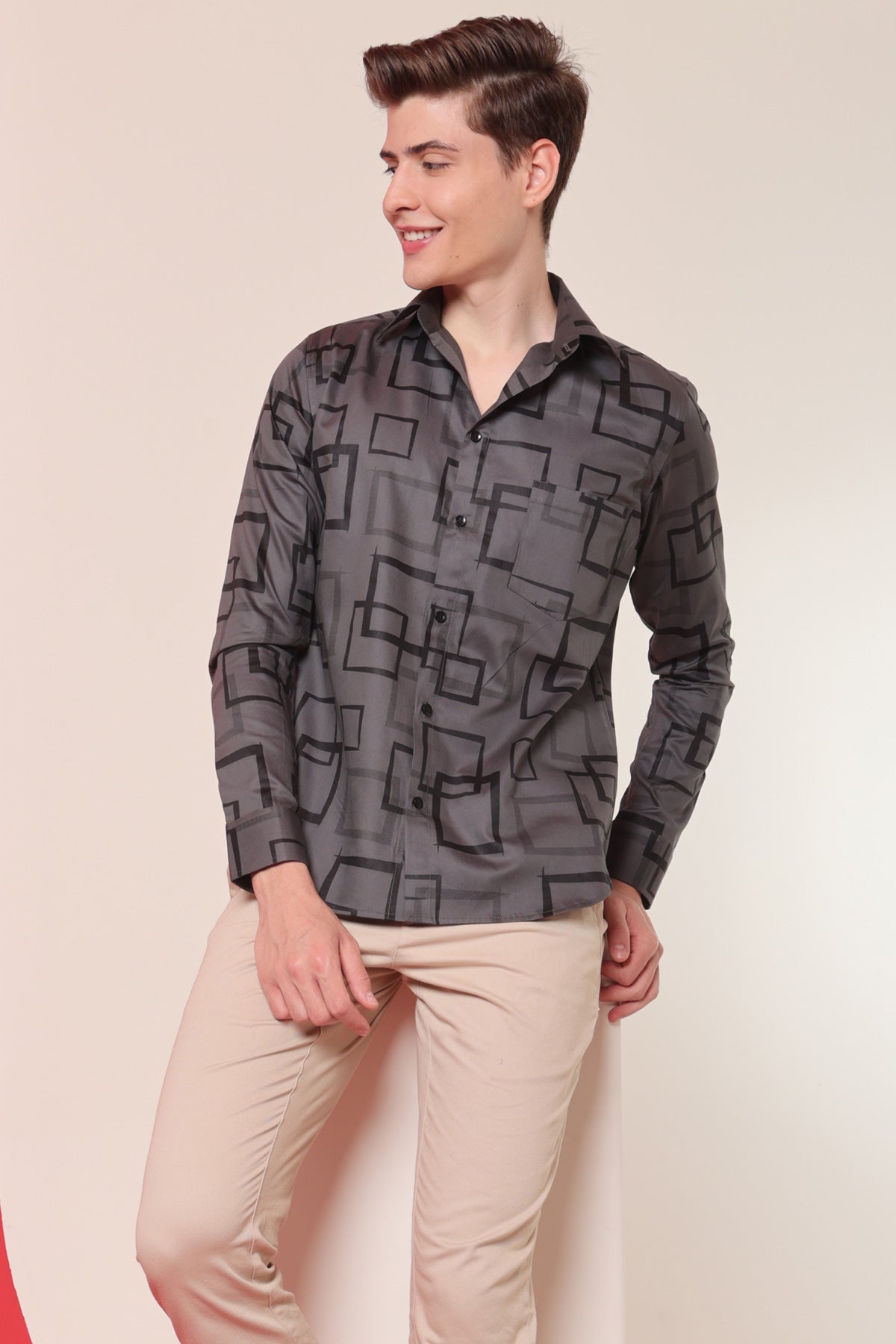 Grey Goose print cotton shirt full sleeves