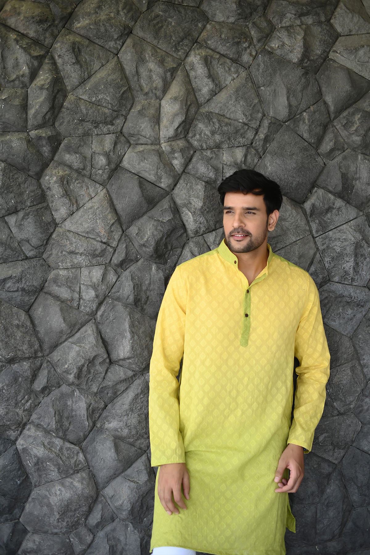 Lime Ombre Tie & Dye Designer Full Sleeves Pure Cotton Kurta | Style Matters