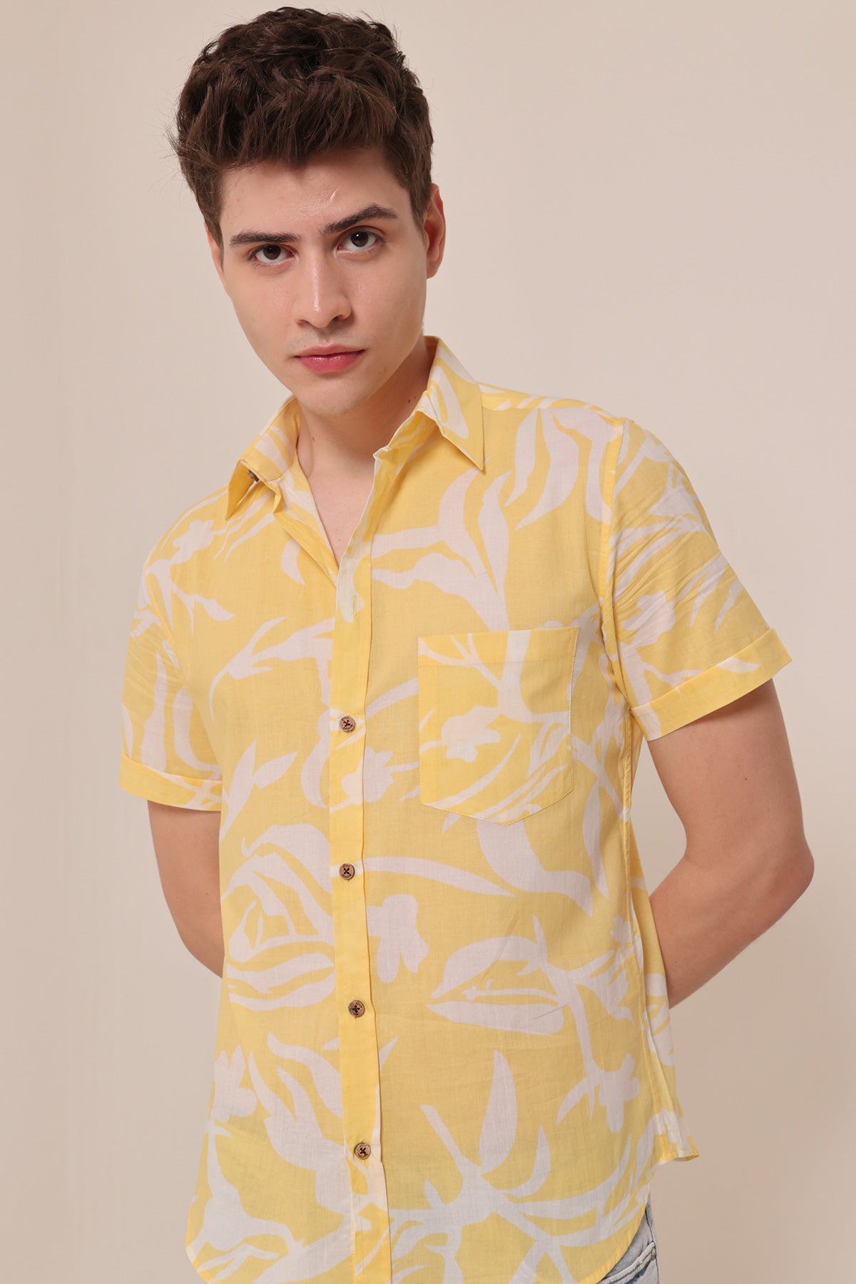 Tuscan Sun  print cotton shirt half sleeves