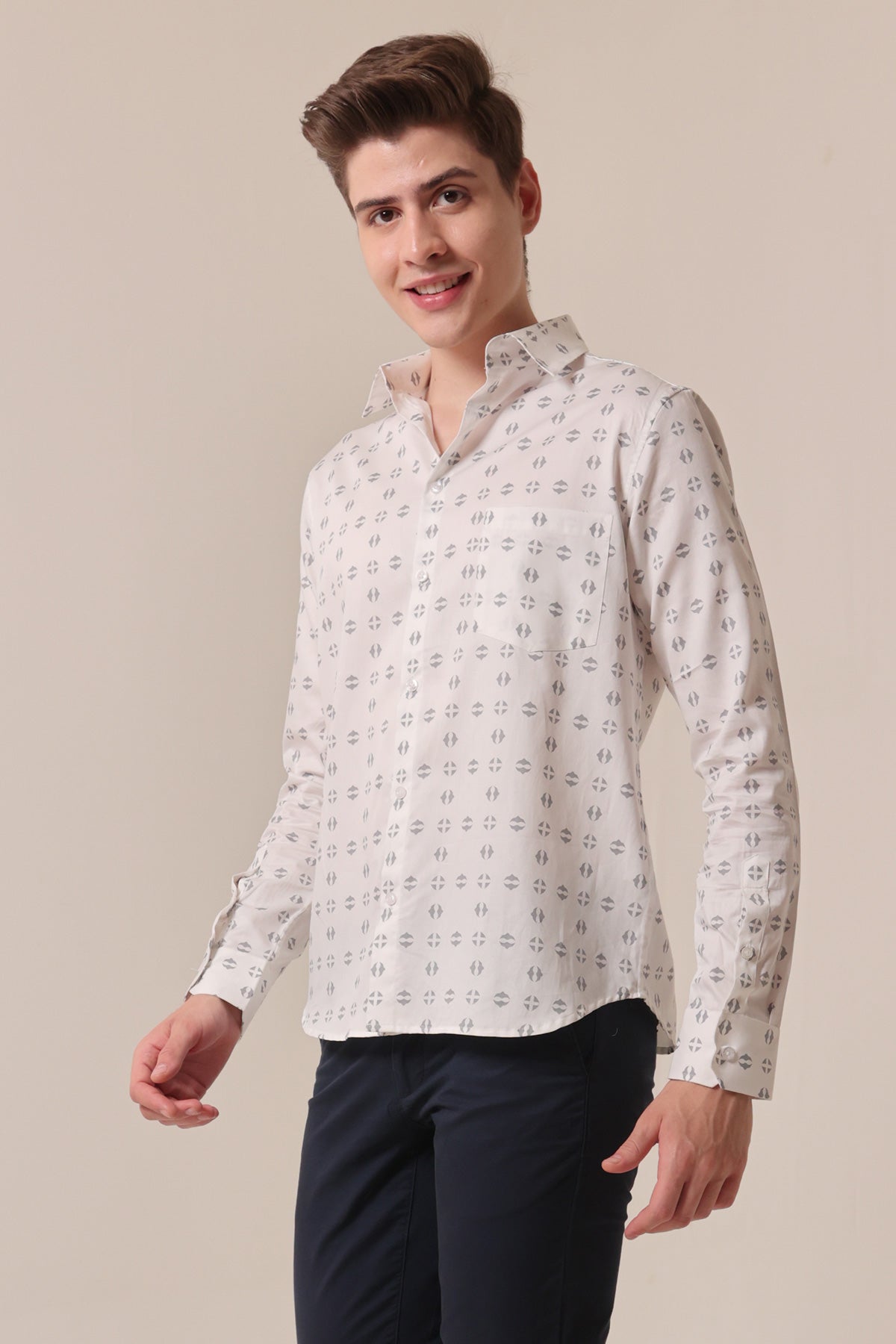 White Space print cotton shirt full sleeves