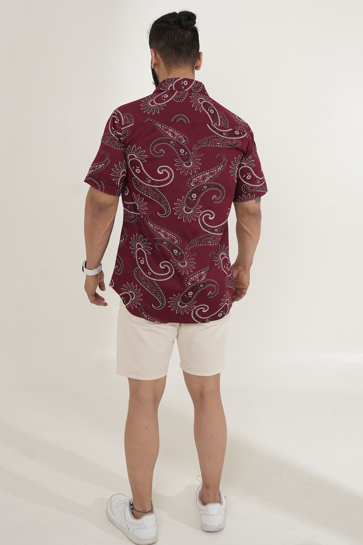 Maroon Shirt with Paisley Print, Half Sleeves | Style Matters