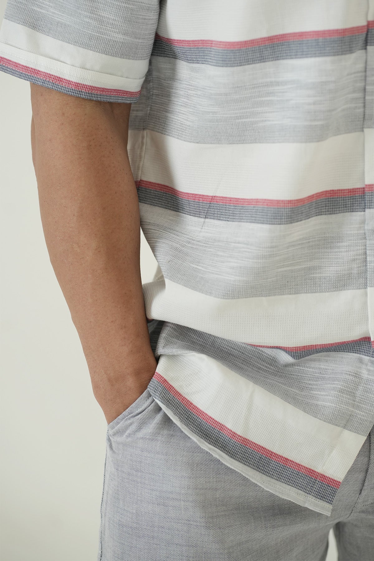 White Shirt with Striped Print, Half Sleeves Cotton | Style Matters