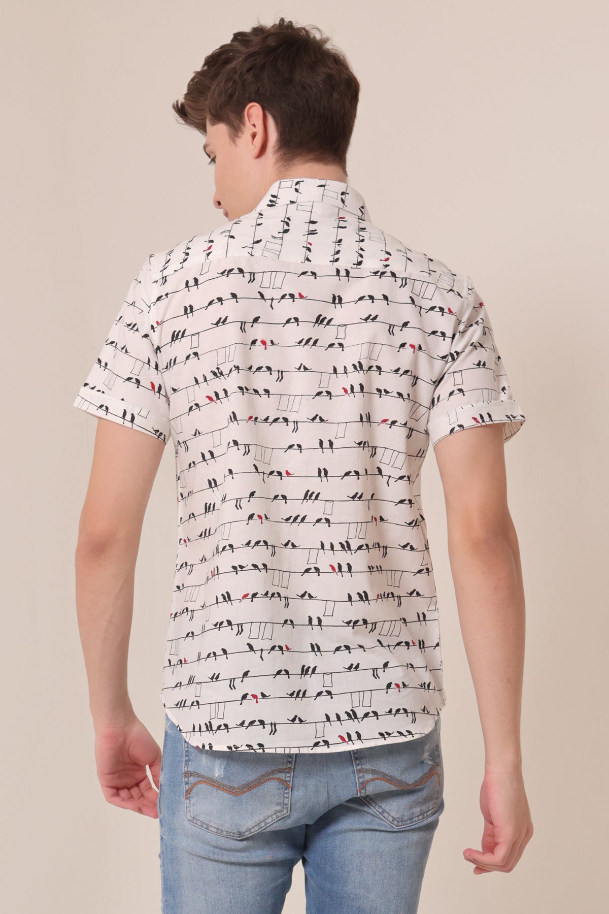 Birdies print cotton shirt half sleeves | Style Matters