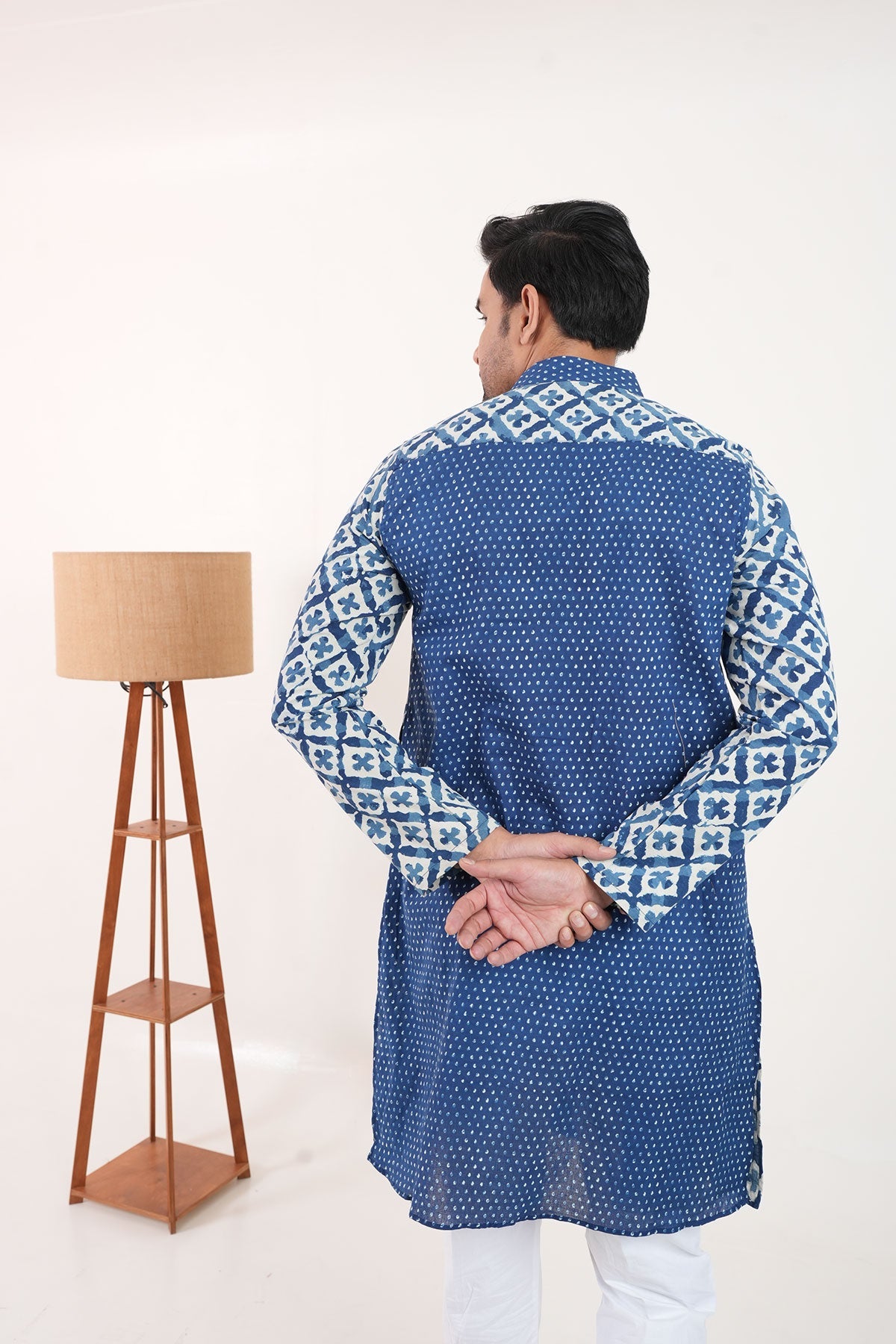 Blue White Flowers Hand Block Print Cotton Kurta | Style Matters