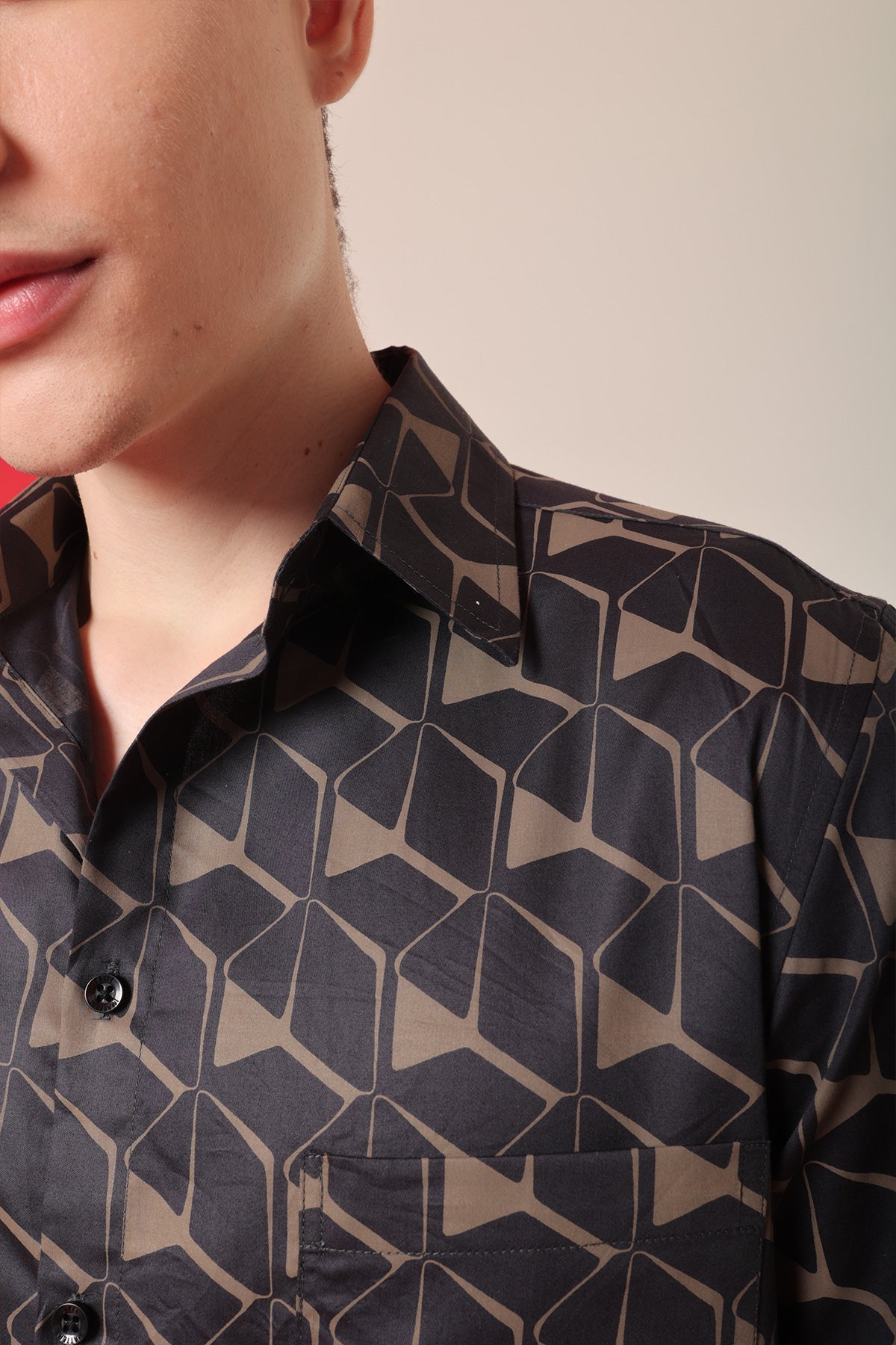 Majestic Brown print cotton shirt full sleeves