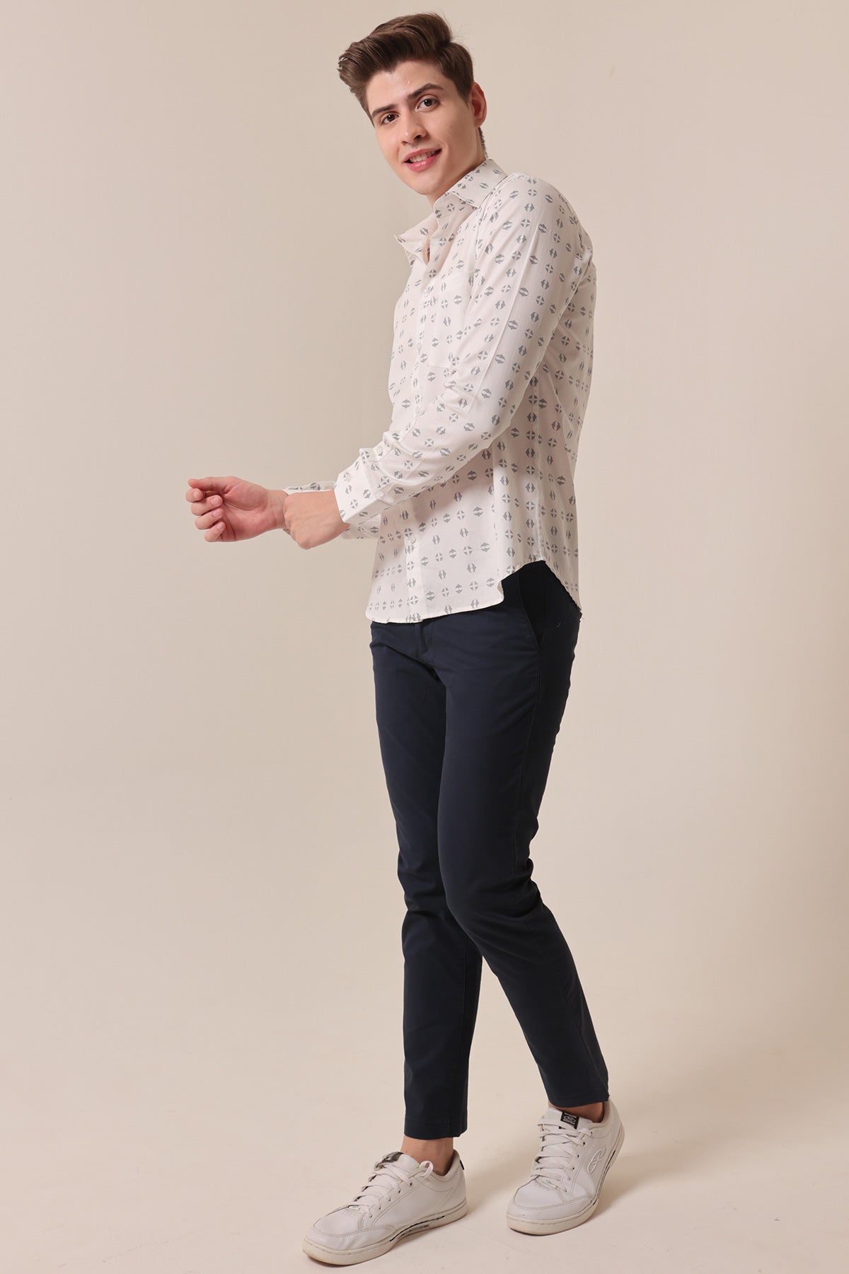 White Space print cotton shirt full sleeves