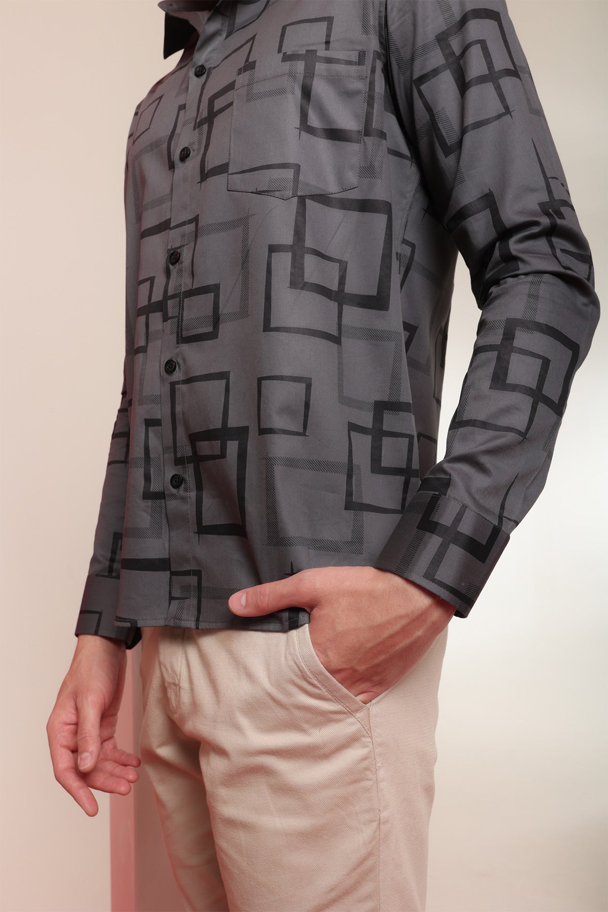 Grey Goose print cotton shirt full sleeves