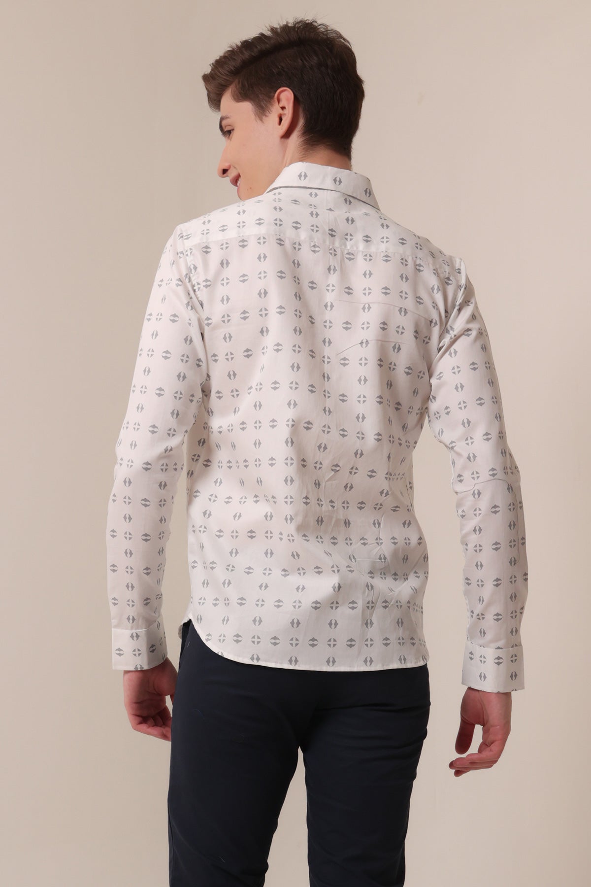 White Space print cotton shirt full sleeves