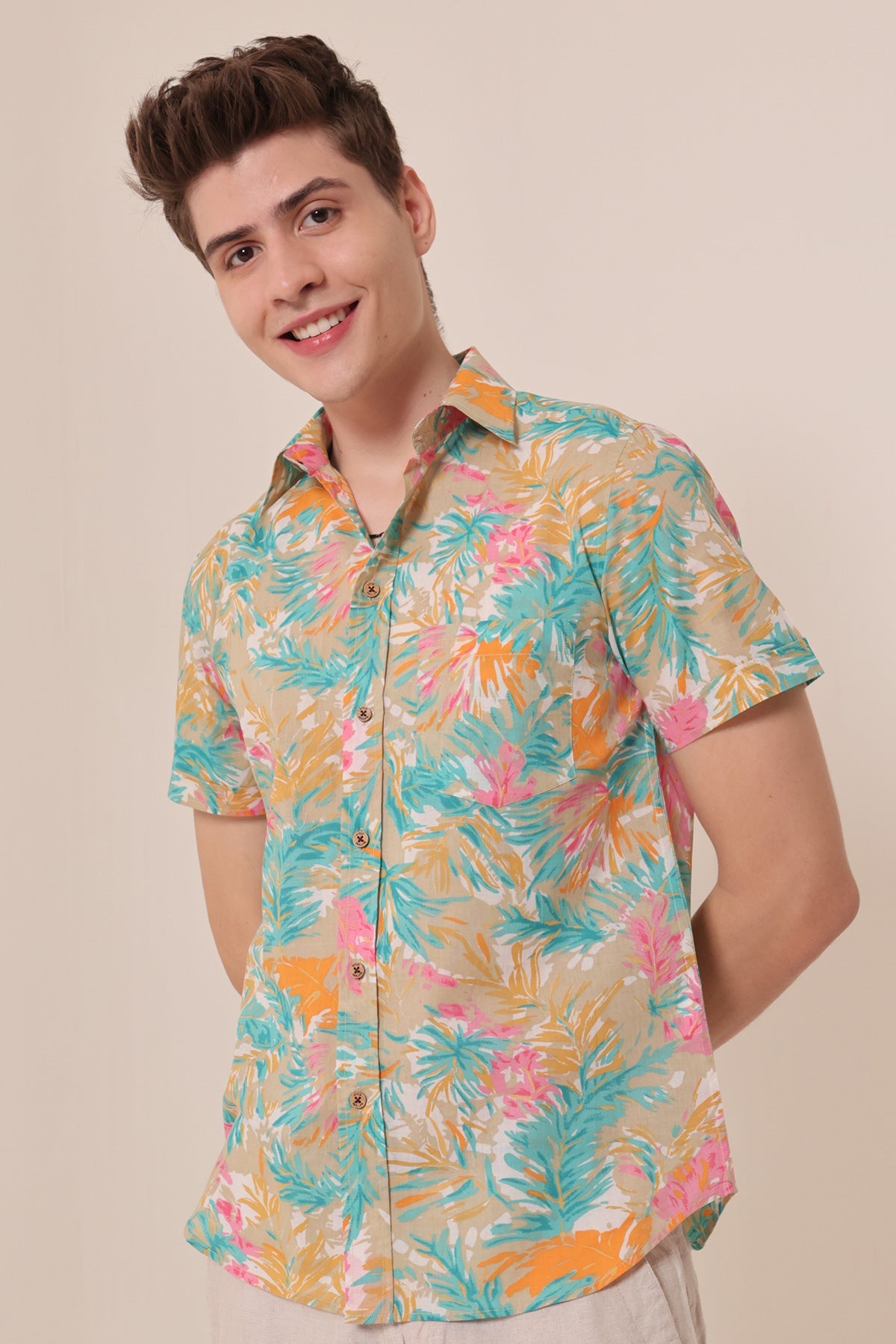 Love Goa  print cotton shirt half sleeves