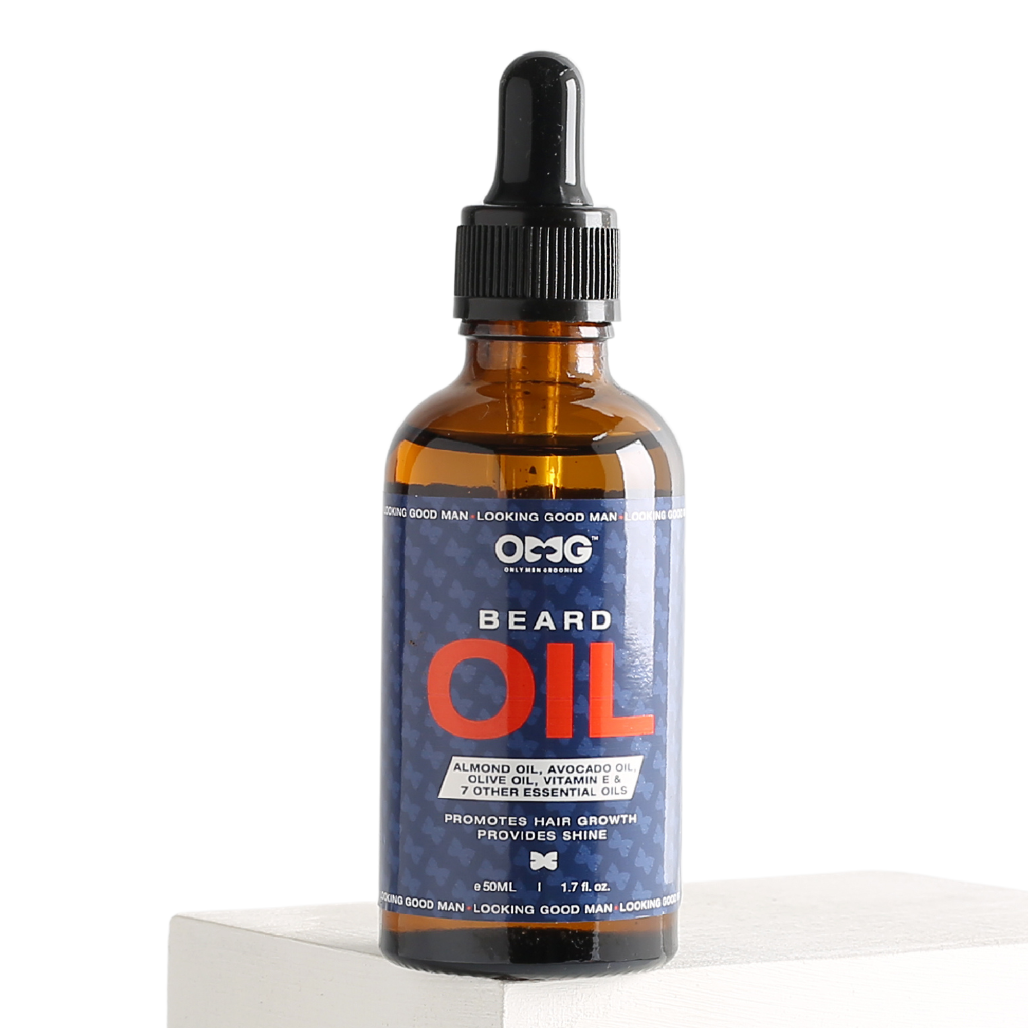 OMG BEARD GROWTH OIL 50ML | PROMOTES BEARD HAIR GROWTH AND GIVES SHINE | ENRICHED WITH VITAMIN E AND 100% NATURAL INGREDIENTS | CONTAINS ALMOND OIL, AVOCADO OIL, OLIVE OIL